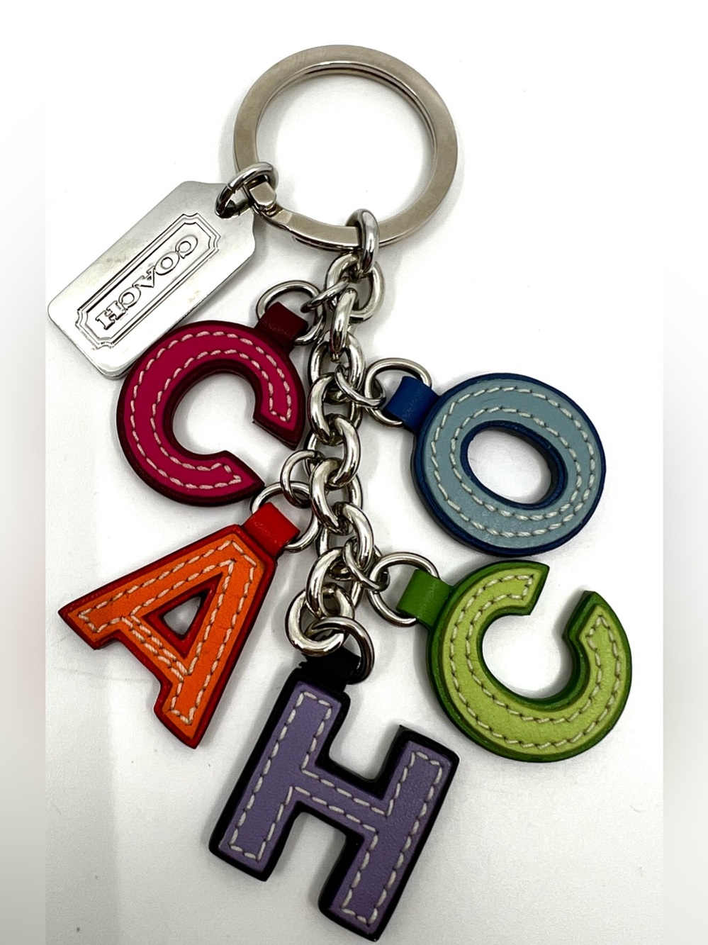 Coach Y2K Leather Letter Keychain Fob Dangling Letters Style 92010